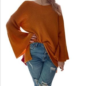 Small fall orange long Sleeve Sweater